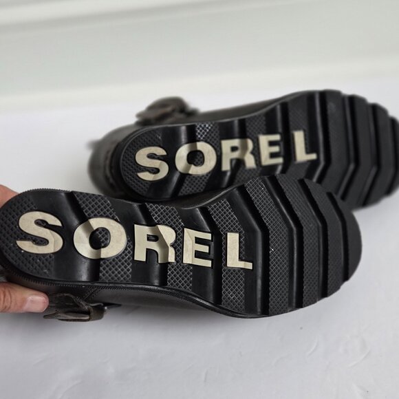 Sorel Joan of Arctic II Wedge Ankle Buckle Bootie Grey/Brown Leather Women 9.5 - Picture 7 of 7